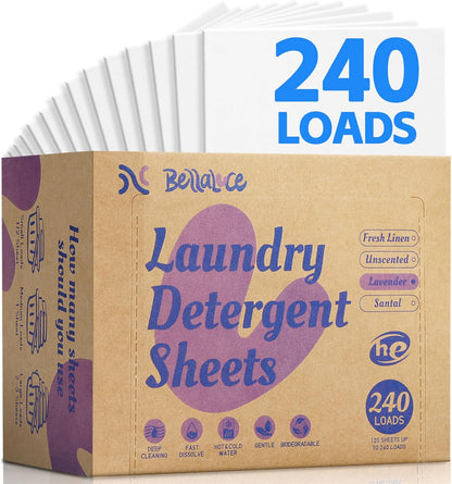Laundry Detergent Sheets - 240 Loads Girls Lavender Laundry Sheets for Dorm,College,Home