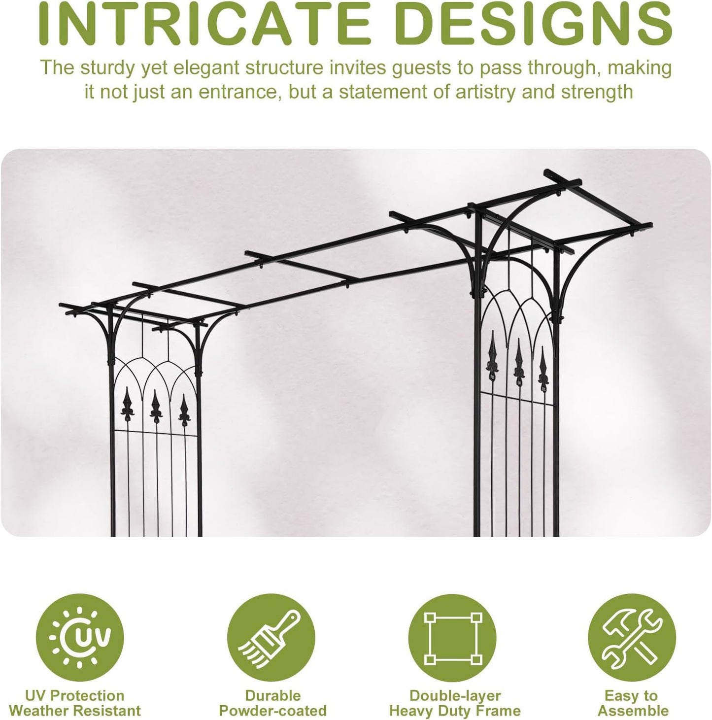 Outvita 7Ft Garden Arch Arbor, Steel Frame Stand Trellis, Arbour Archway for Wedding Ceremony