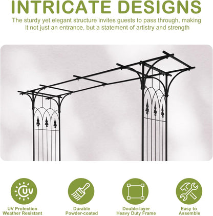 Outvita 7Ft Garden Arch Arbor, Steel Frame Stand Trellis, Arbour Archway for Wedding Ceremony