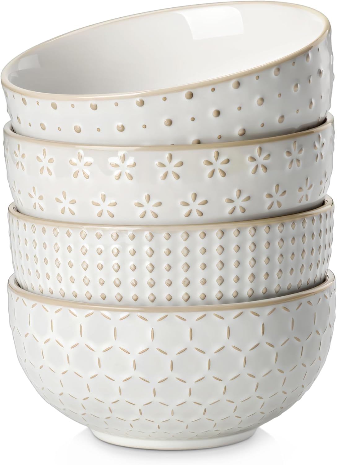 MALACASA Cereal Bowls, 30 Ounce Ceramic Soup Bowl for Kitchen, Stoneware Bowls Set of 4 with