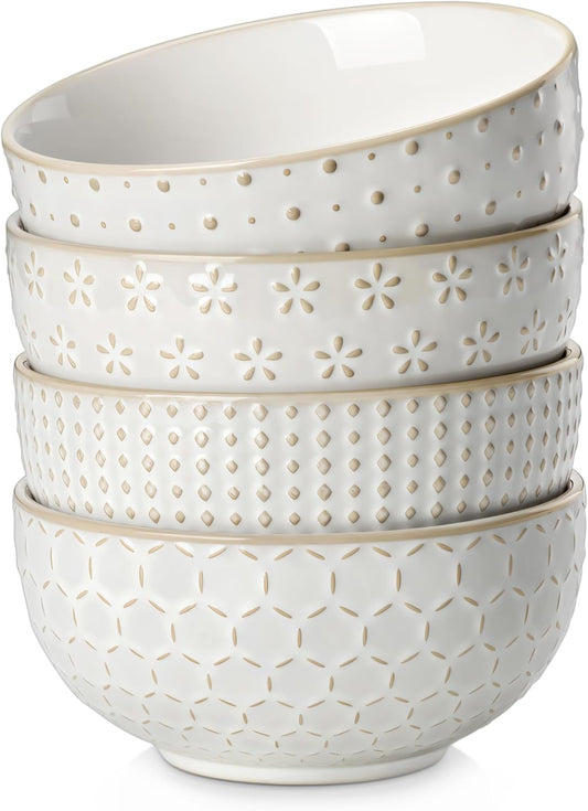 MALACASA Cereal Bowls, 30 Ounce Ceramic Soup Bowl for Kitchen, Stoneware Bowls Set of 4 with