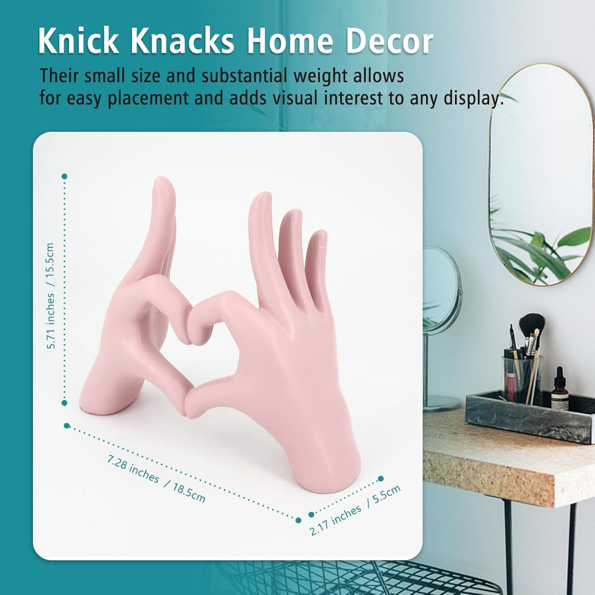 Accessoryway Pink Heart Hands Sculpture Decor - Valentines Day Decorations for Living Room