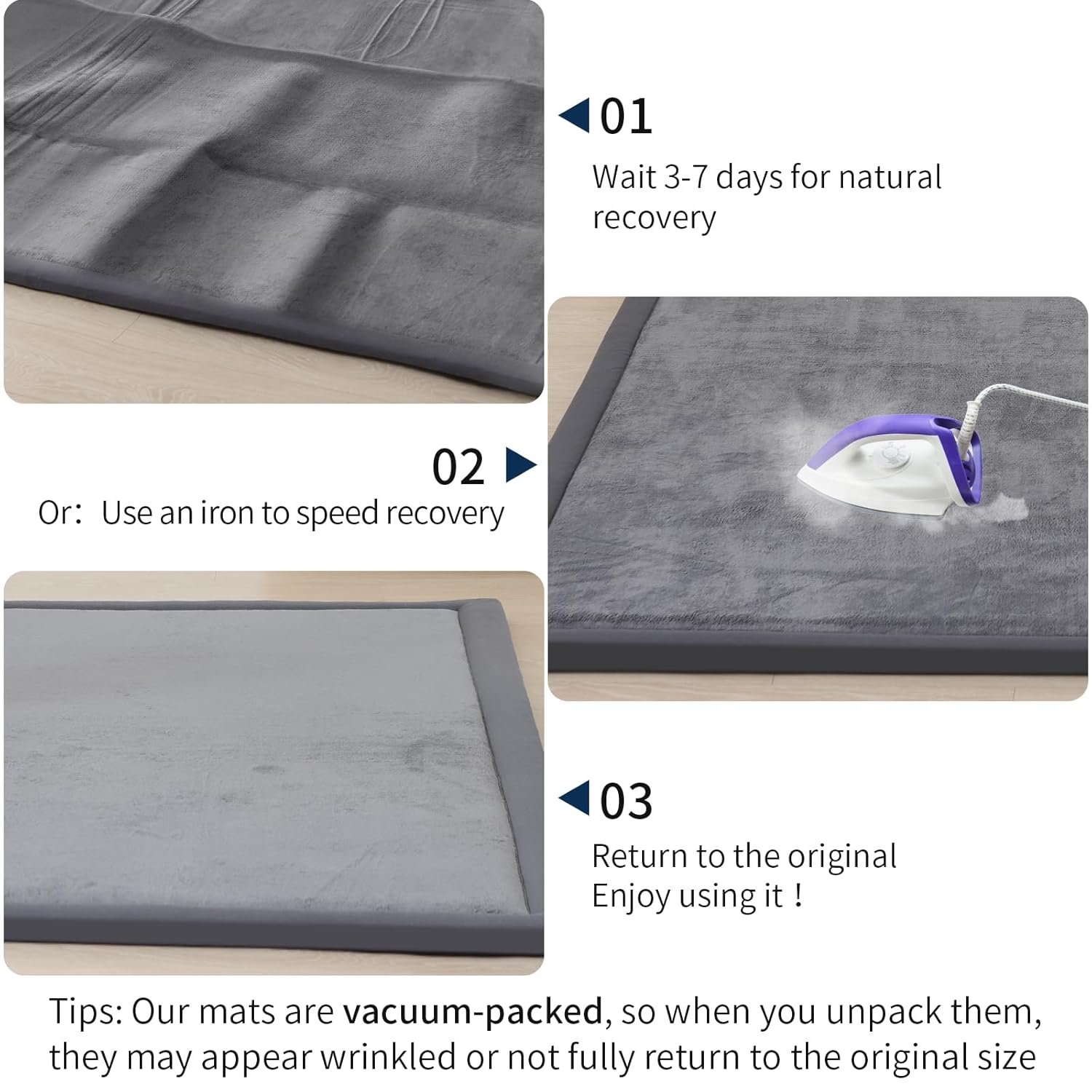 ACOMOPACK Baby Play Mat for Floor 1.3" Thick Memory Foam Play Mat 79"×118" Tummy Time Crawling with
