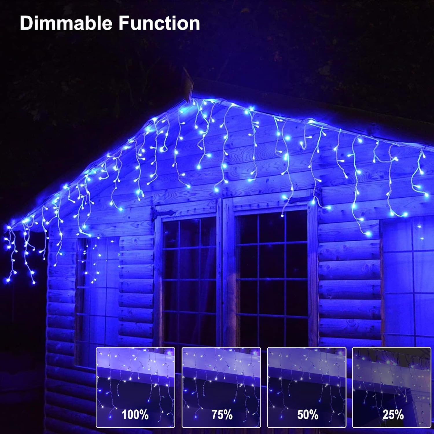 Icicle Outdoor Christmas Lights, 40Ft. 432 LED with 81 Drops, Dimmable Twinkle Fairy with Remote