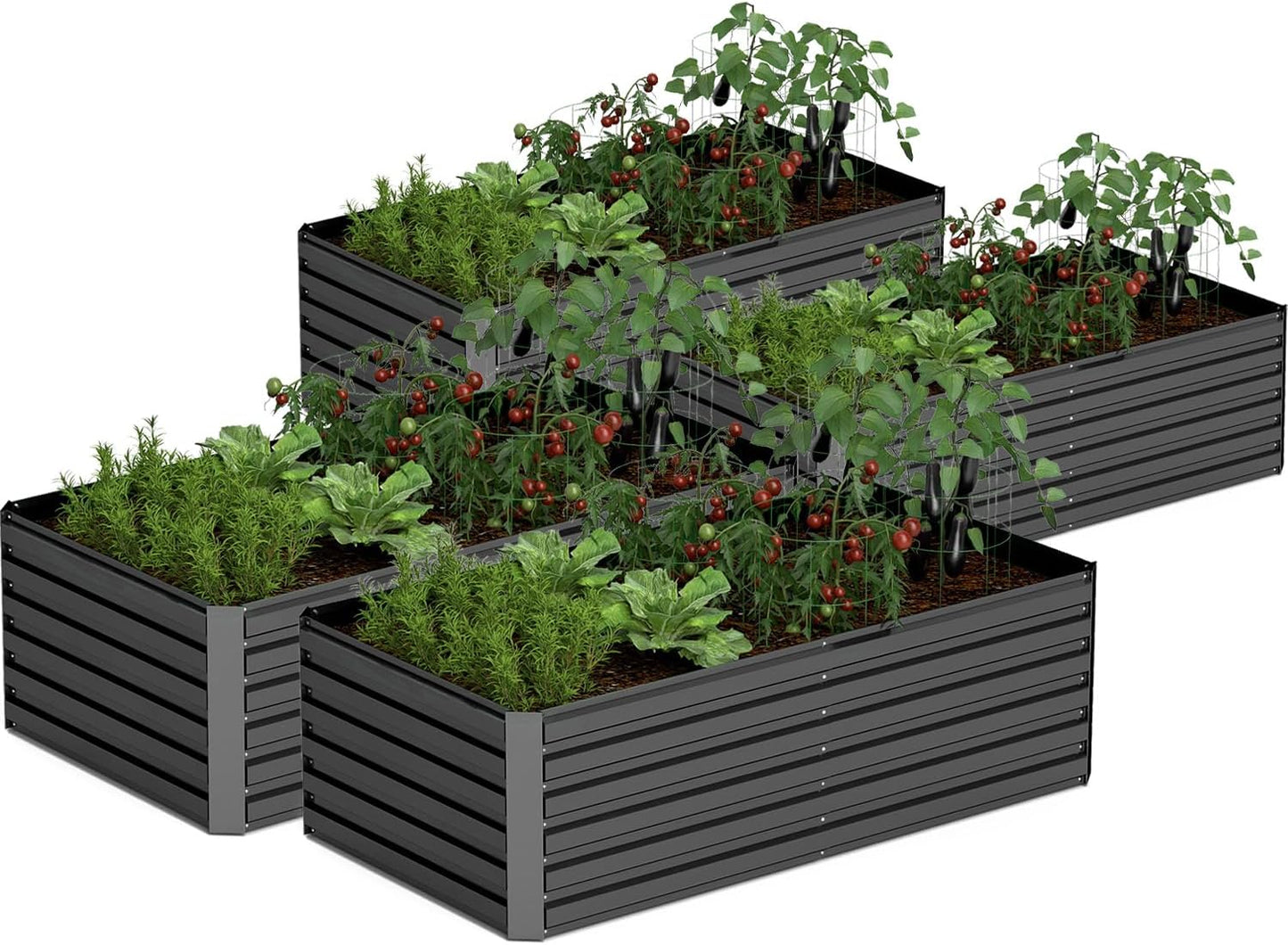 8x4x2 ft Outdoor Raised Garden Bed, Large Metal Planter Raised Beds, Planters for Outdoor Plants
