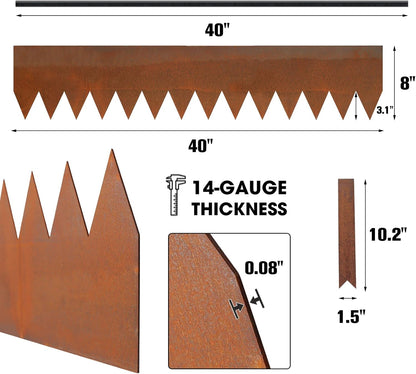 Worth Garden 6-Pack Cor-Ten Steel Landscape Edging with Black Protection Strips - Rust Patina