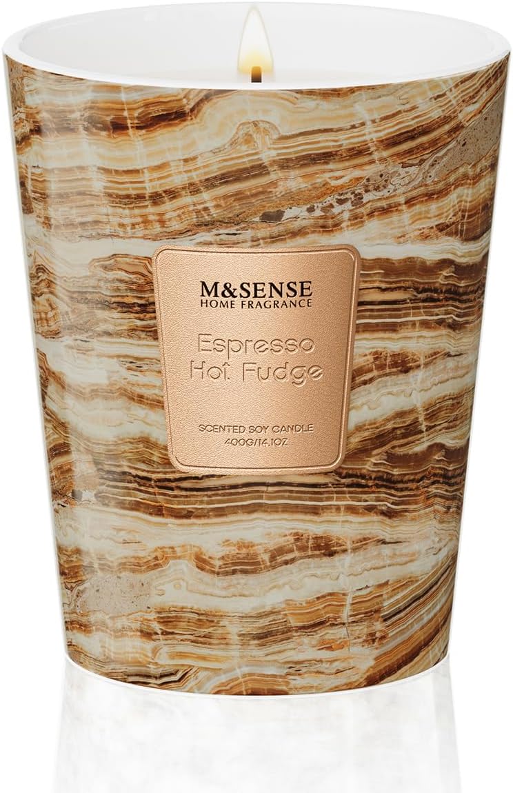 M&SENSE EspressHotFudge Scented Candles for Home, Lead-Free Wick Highly Scented Jar Candles, 14.1