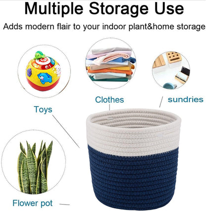 Cotton Rope Plant Basket Woven Baskets for 6" Pot Floor Indoor Planters,Rustic Home Decor H6 3/4" x