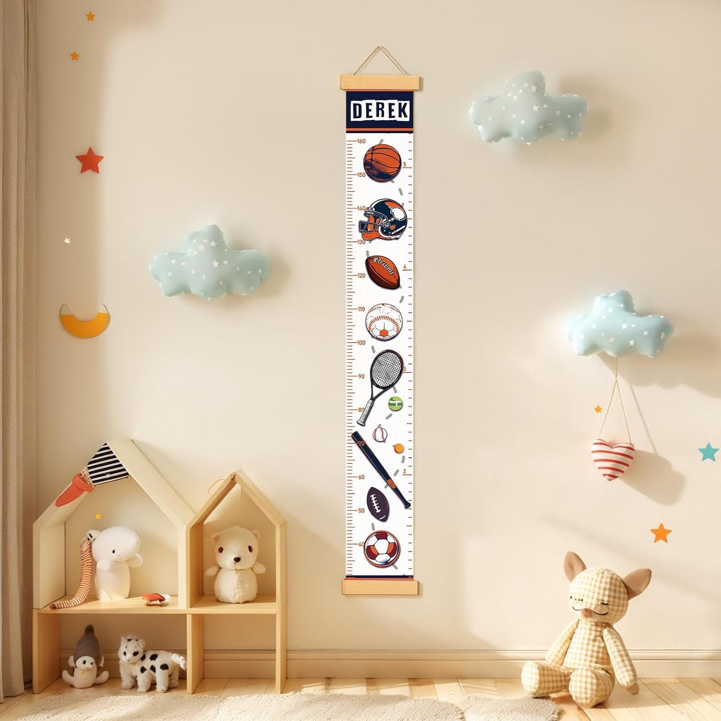 Personalized Name Growth Chart Wall Decor for Kids – Canvas Removable Height Chart Measuring Ruler