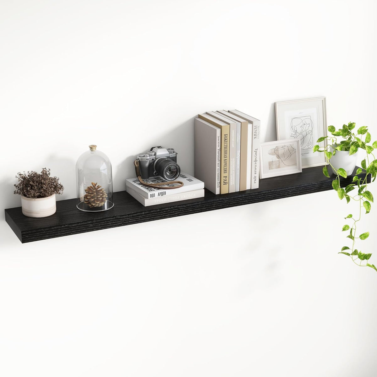 48 Inch Floating Shelves, 8 Inch Deep Floating Shelves for Wall, Hanging Shelf with Invisible