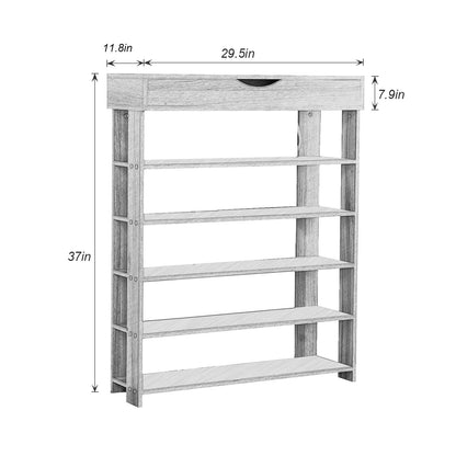 DlandHome Shoe Rack Shoe Storage Cabinet, 5 Tier Shoe Racks, Wooden Shoes Heels Sneakers Storage