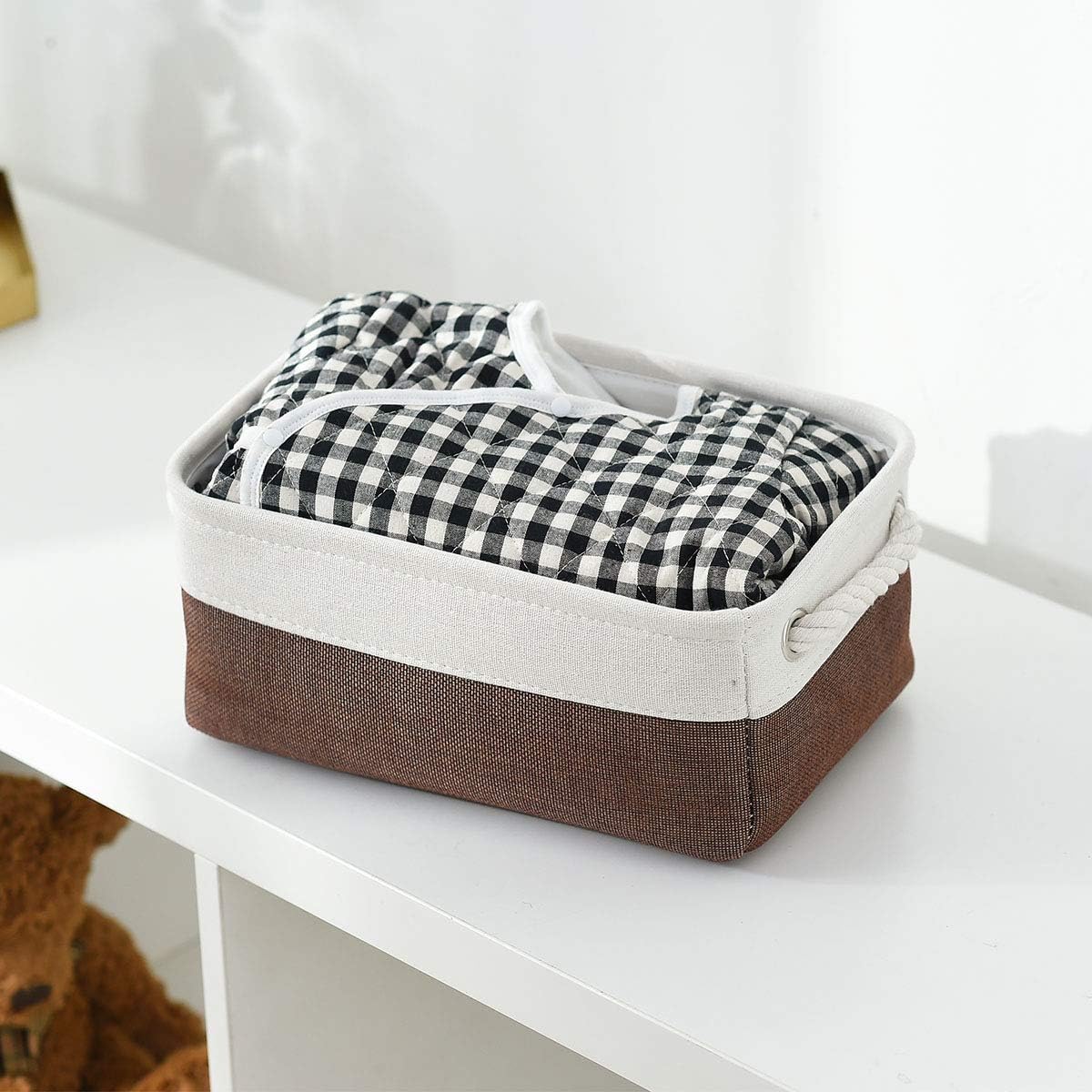 Small Storage Baskets for Shelves,Fabric Storage Baskets for Closet,Rectangular Collapsible Baskets