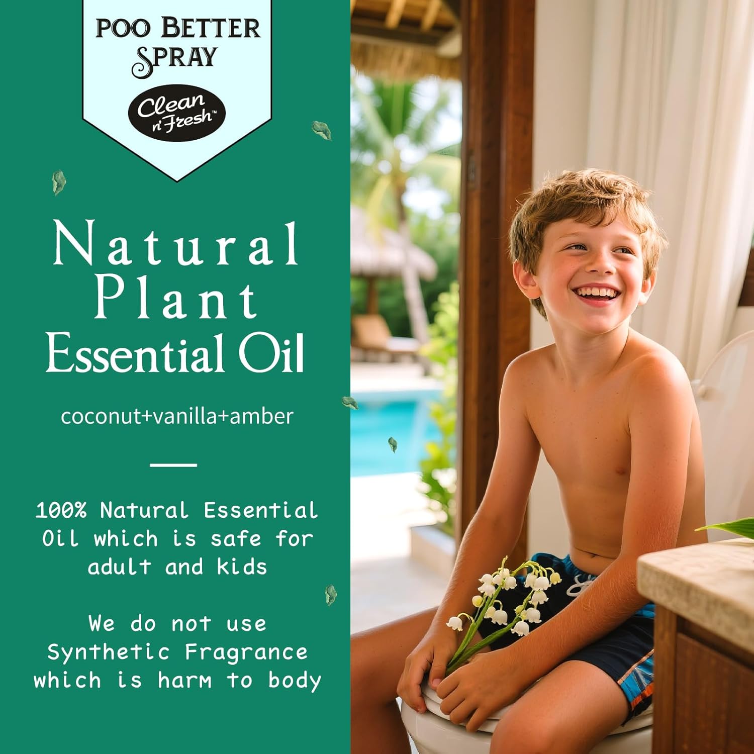 Clean-n-Fresh Toilet Spray 6.8 Fl.Oz, Poop Spray Beach Coco, Bathroom Air Fresheners Spray, Long