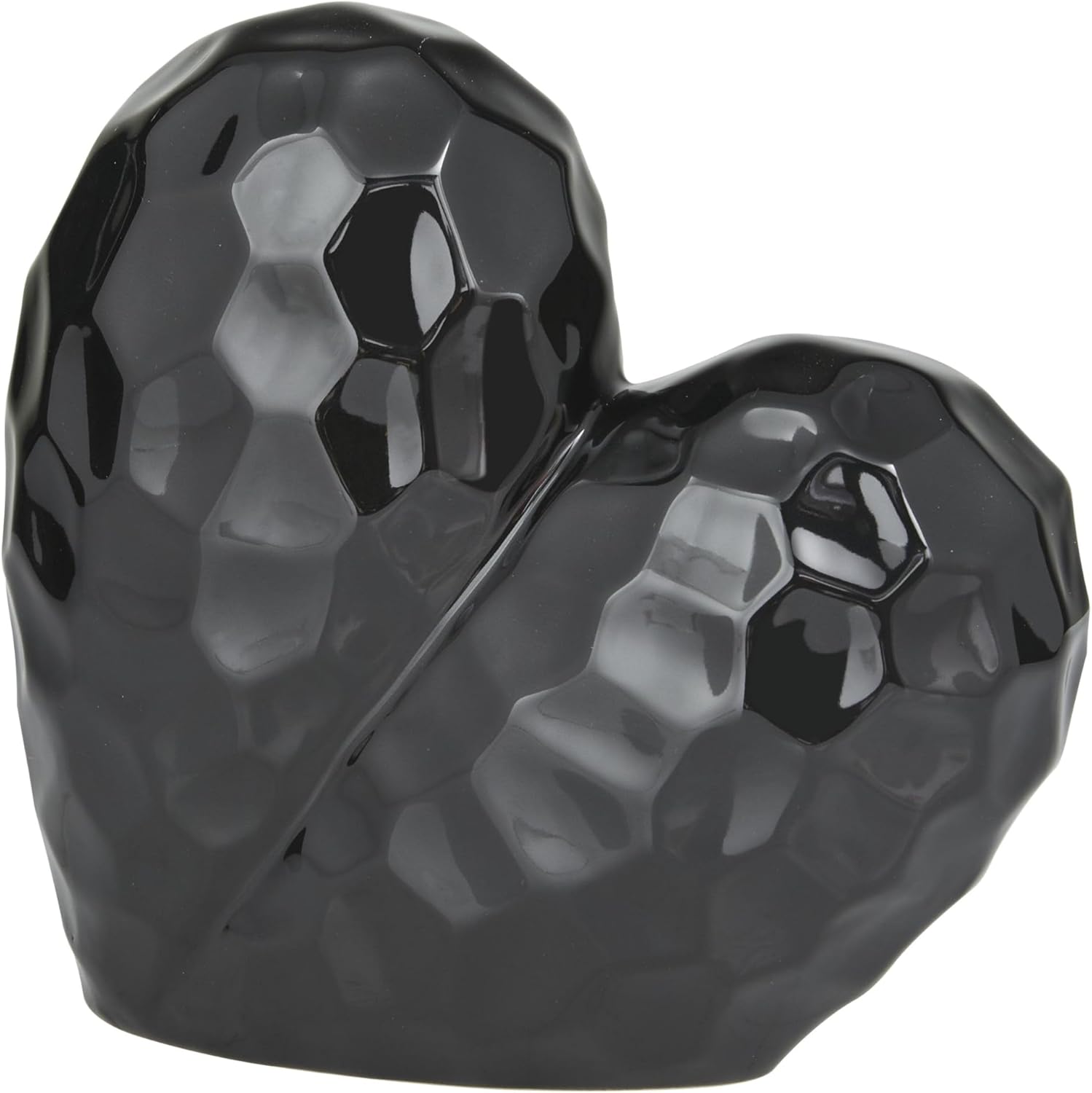 Deco 79 Porcelain Ceramic Heart Decorative Sculpture Dimensional Angled Origami Inspired Home Decor