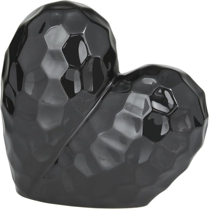 Deco 79 Porcelain Ceramic Heart Decorative Sculpture Dimensional Angled Origami Inspired Home Decor
