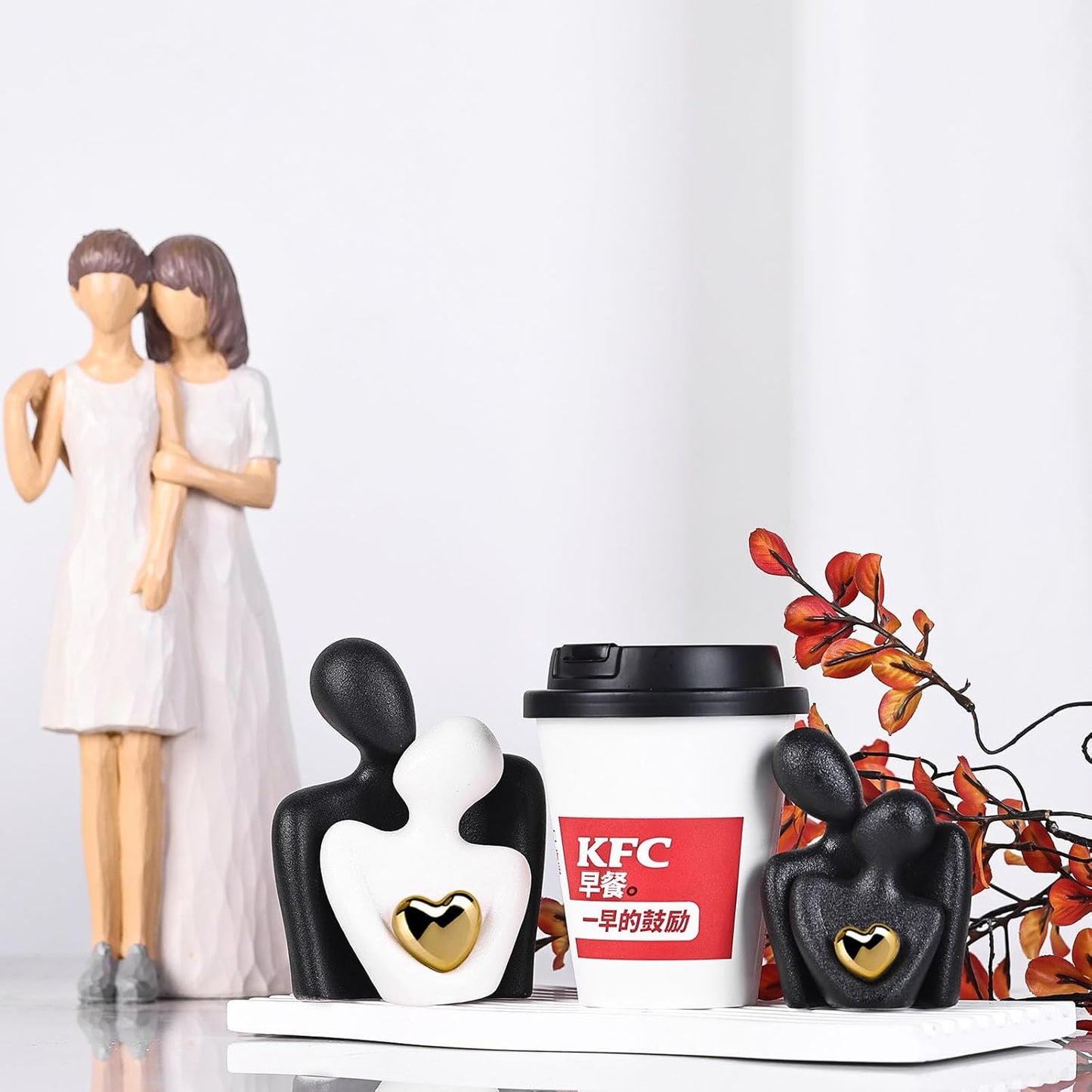 XMGZQ Mini Couple Statue Tv Stand Decor Items for Living Room Home Decor,Bedroom Decor for Couples