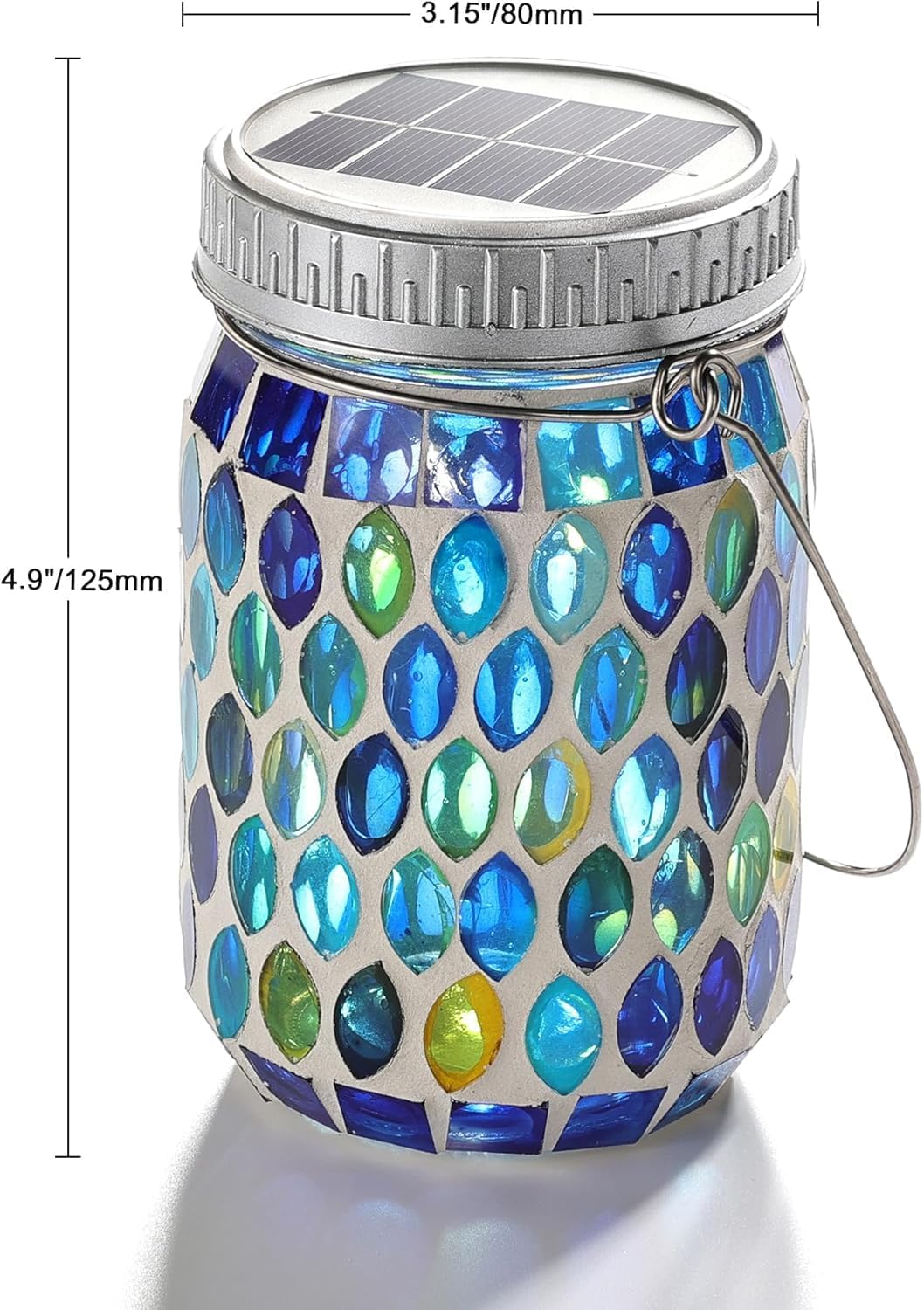 Cooo 4 Pack Mosaic Lanterns Outdoor Waterproof with 215% Larger Solar Panel, Never Rust Lids, True