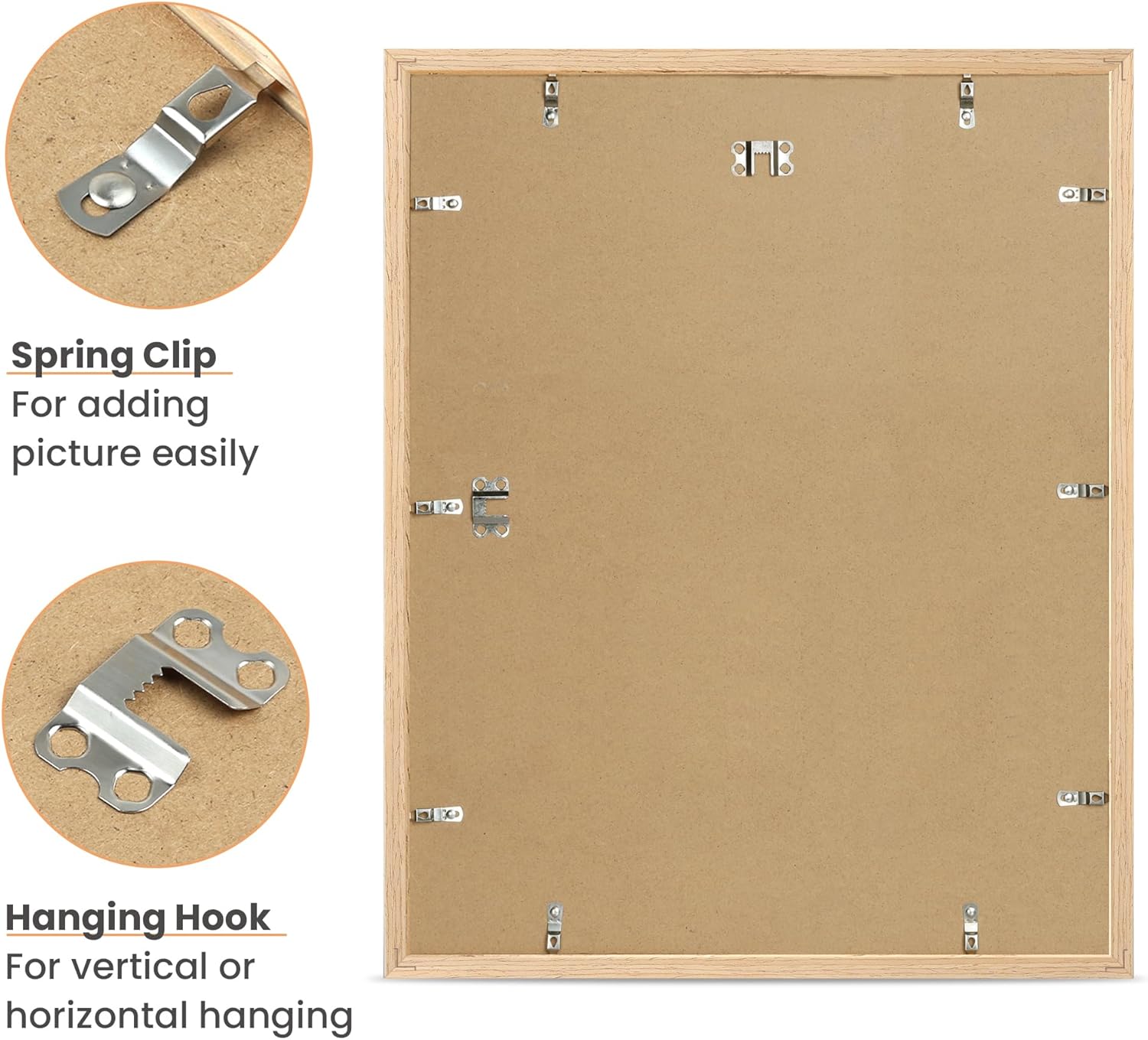 upsimples 16x20 Frames, Natural Solid Wooden Picture Frames, Display 11x14 with Mat or 16 x 20