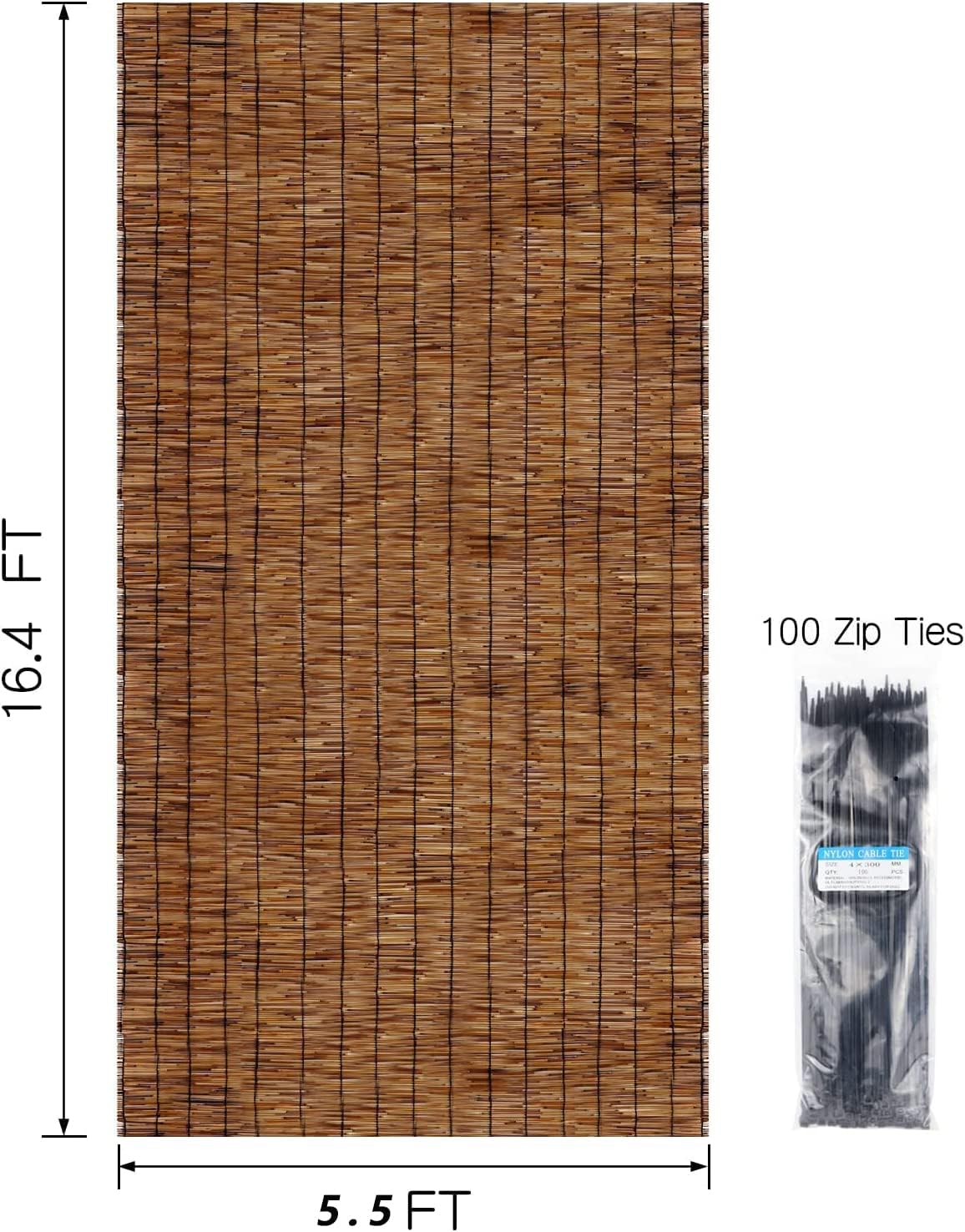 ZNCMRR Reed Fencing Rolls Natural Bamboo Fence 5.5 Feet High Privacy Screen Curtains Fence for