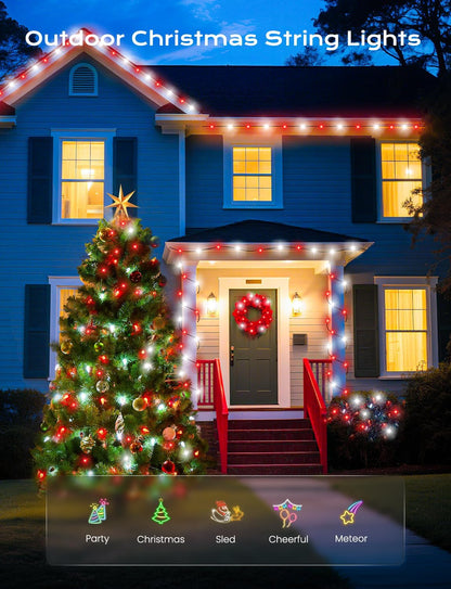Brightown Solar Operated C6 Strawberry String Lights, 22.64ft 50 LEDs Red White LED Christmas Fairy