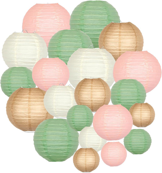ADLKGG Paper Lanterns Party Decorative, Round Hanging Paper Lanterns Wedding Decorations for Sage