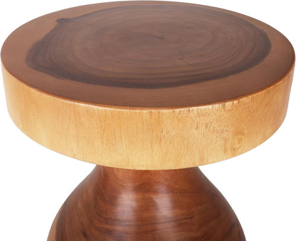 Rutledge & King Creston Wood End Table - Small Round Side Table - Suar Wood Side Table - Round