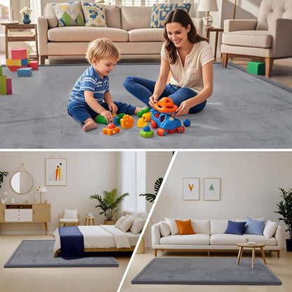 ACOMOPACK Baby Play Mat for Floor,1.3" Thick Memory Foam Area Rug for Living Room,Soft Velvet