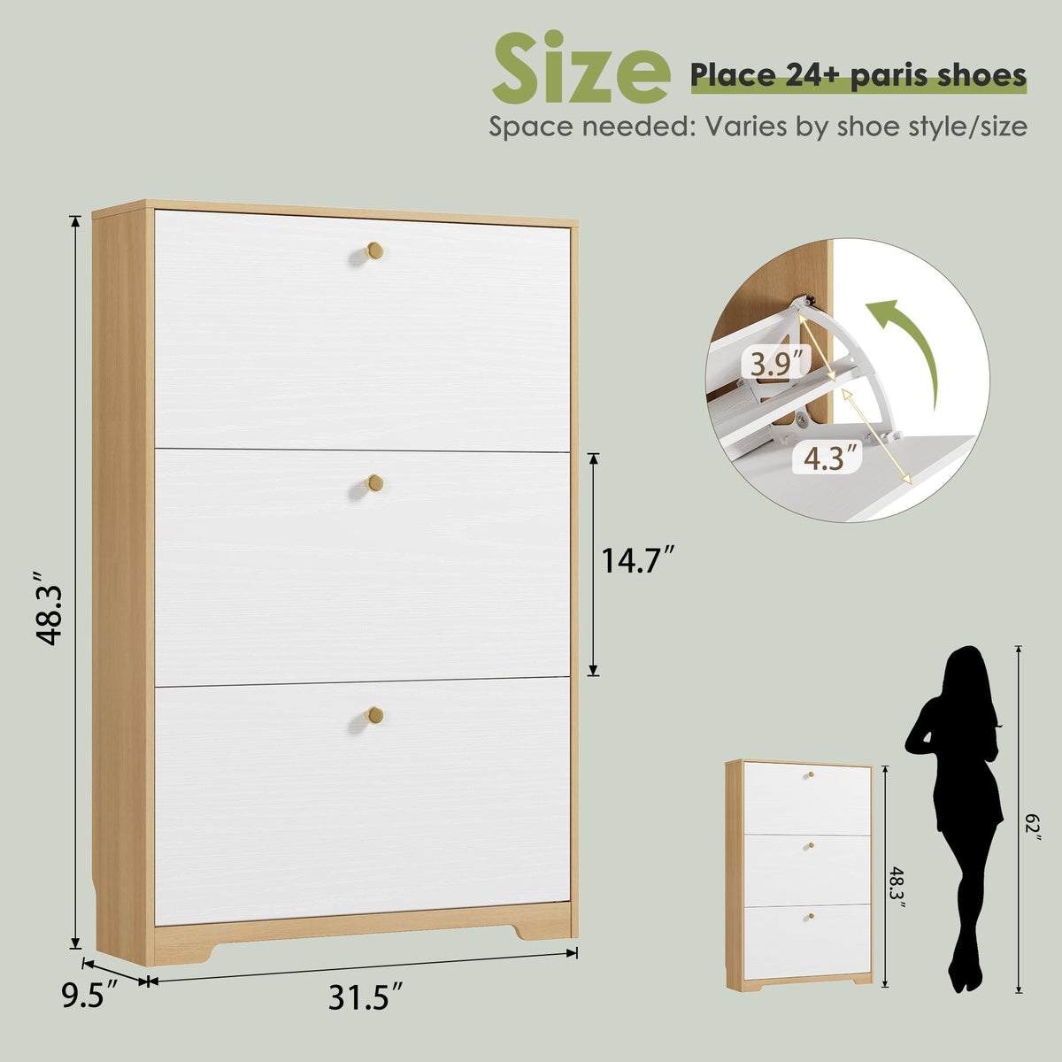 Nicetree Shoe Storage Cabinet for Entryway, Modern Shoe Cabinet, Freestanding Shoe Rack Cabinet