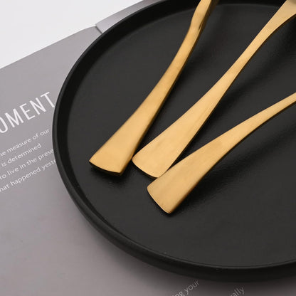 Golden Silverware Set, 6 Pieces 304 Stainless Steel Eating Utensil Set with Gift Box, Include