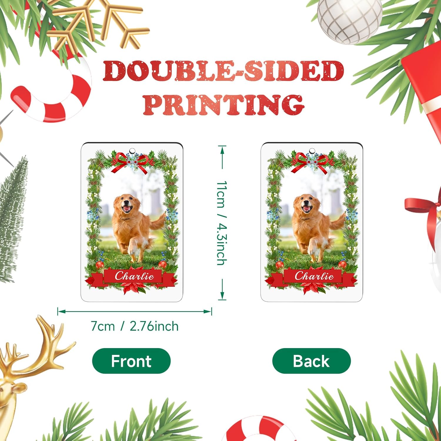 Personalized Christmas Ornament 2025 - Custom Dog Photo & Name, 1st Xmas Gift for Pet Lovers