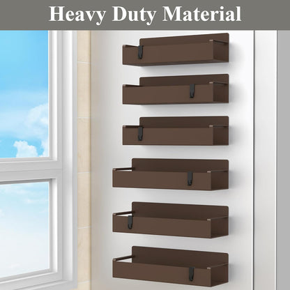 6 Pack Magnetic Spice Rack Organizer for Refrigerator and Oven, Brown Fridge Organizers and Storage