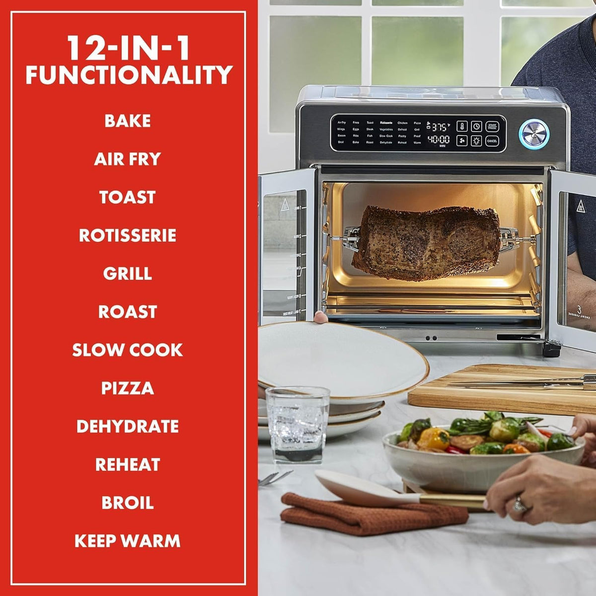 Emeril Lagasse Extra Large French Door Air Fryer Toaster Oven Combo, 24 Cooking Functions and