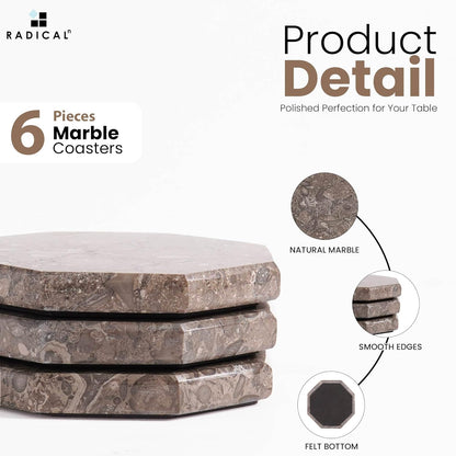 Radicaln Marble Coasters Star 3.5" Inches Oceanic Handmade Elegant Coaster Set of 6 for Drinks