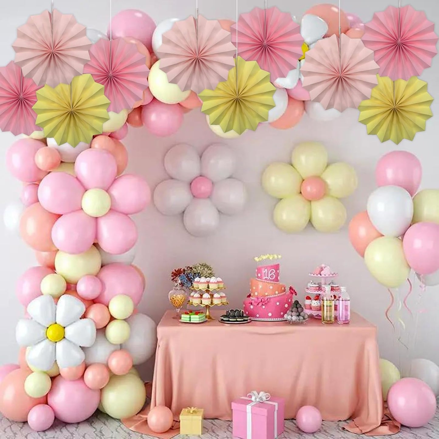 Pink Party Decorations,Pink Paper Decorations for Party,Baby Shower Decorations Party Paper Fans