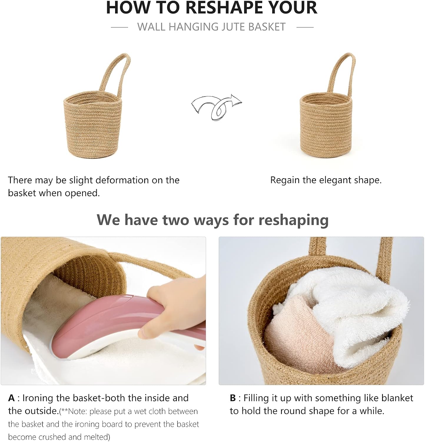 Dahey 2 Pack Wall Hanging Rope Basket with Artificial Eucalyptus Farmhouse Decor, Jute Woven
