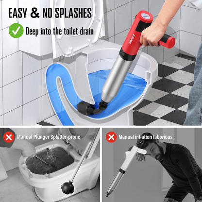 POPULO Electric Toilet Plunger Swift High Pressure Drain Unclogger Plungers for Bathroom, Floors