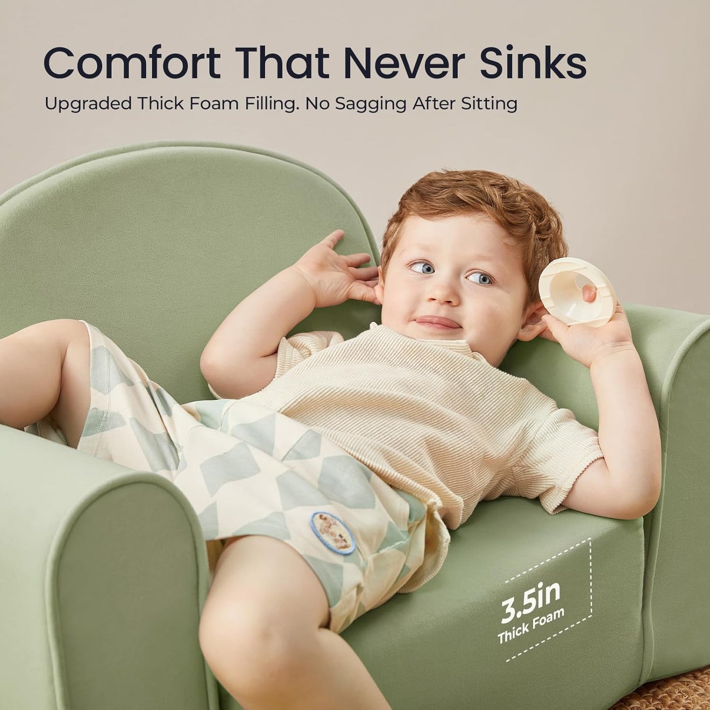 Tiny Land 2-in-1 Foldable Kids Couch with Pockets – Soft Thick Toddler Sofa, Lounger Couch