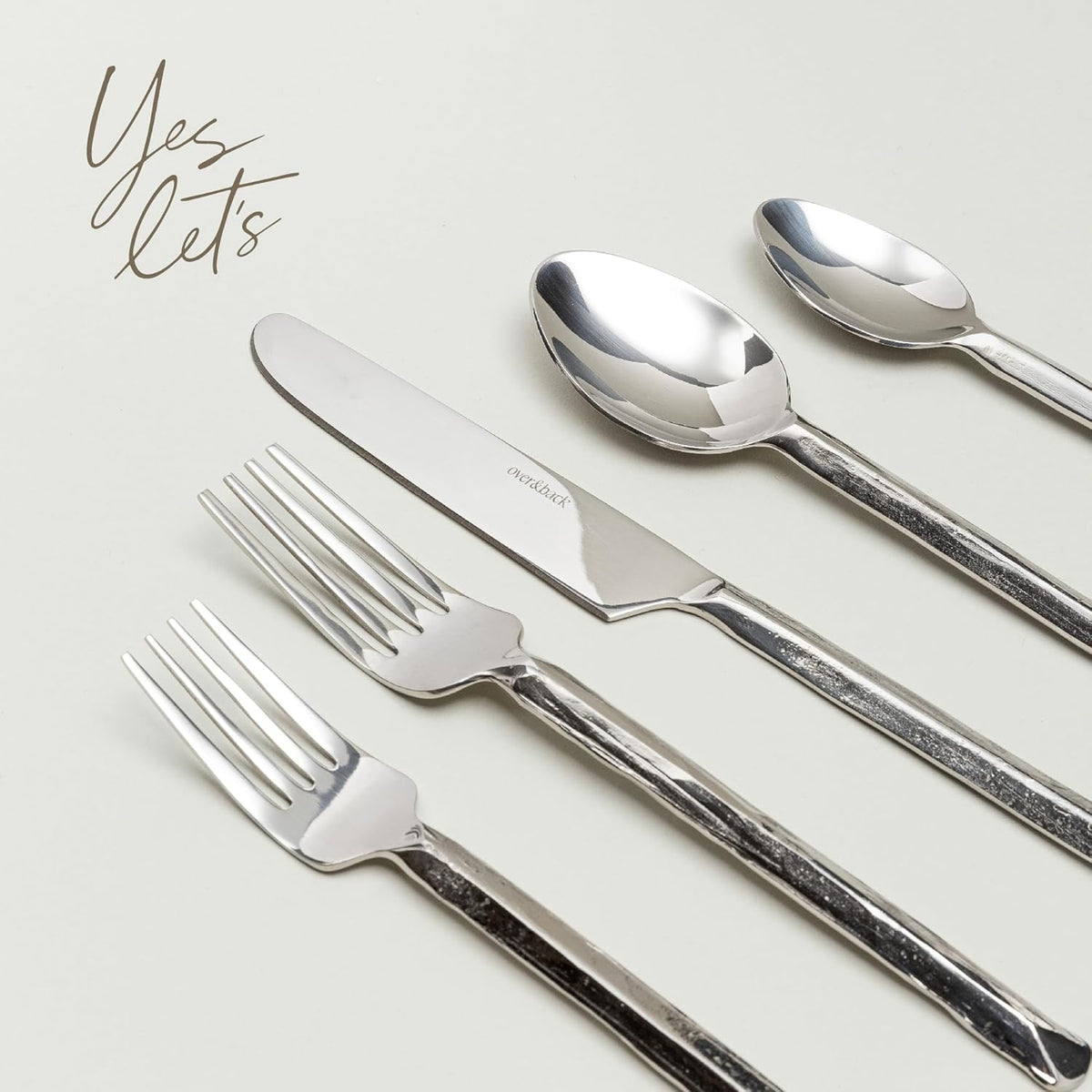 over&back 20pc Hand-Forged Flatware Cutlery Set - Comes with 4 Dinner Forks, 4 Salad Forks, 4