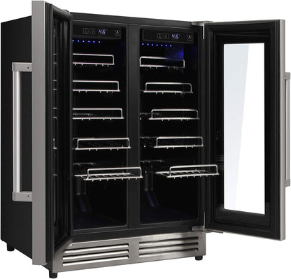 THOR Kitchen Freestanding/Under-Counter 24-Inch Dual Zone Wine Cooler in Stainless Steel - Model
