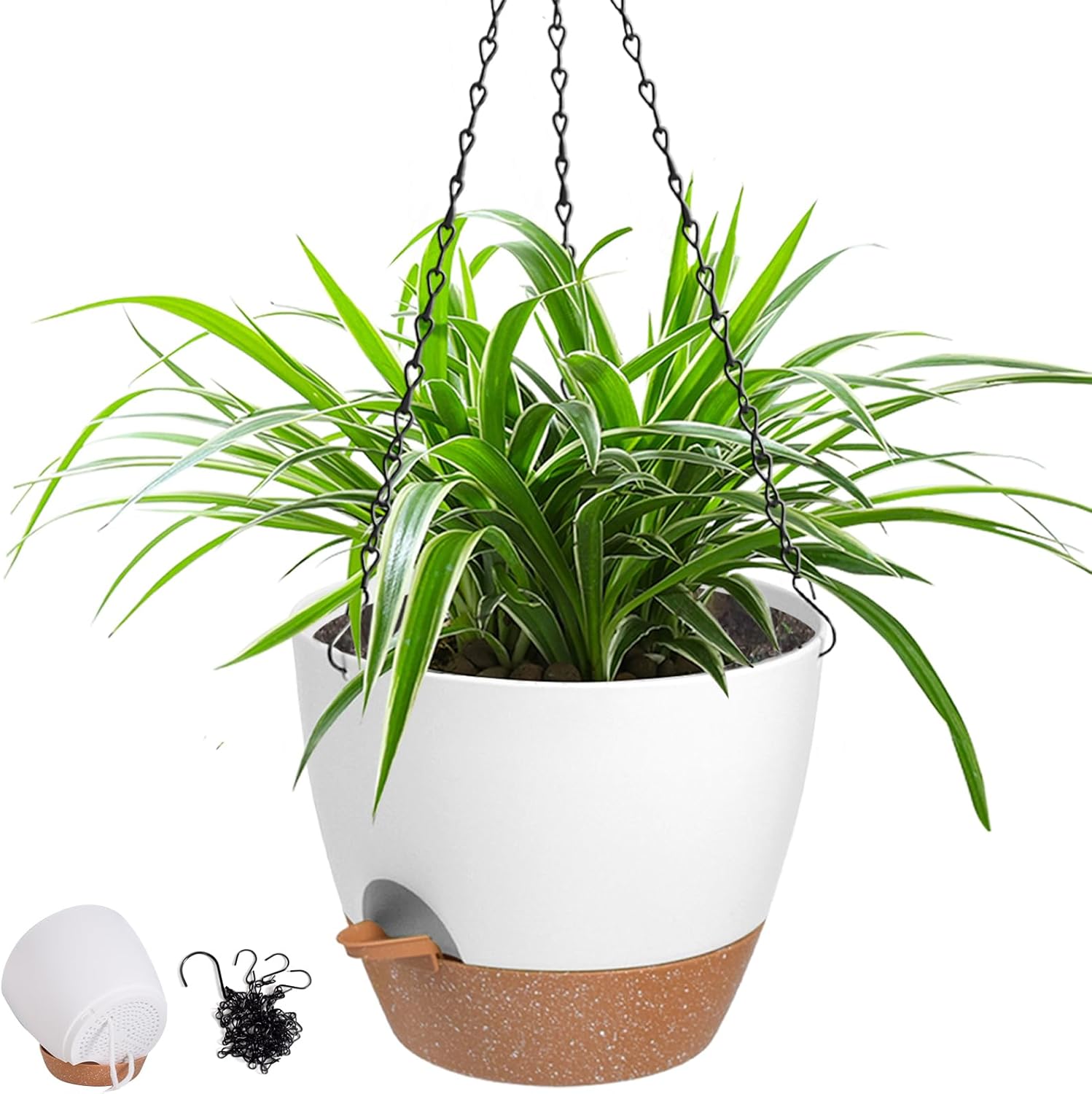 Hanging Planters for Indoor Outdoor Plants, 1 Set Self Watering Hanging Pot with Drainage Holes &