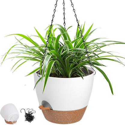 Hanging Planters for Indoor Outdoor Plants, 1 Set Self Watering Hanging Pot with Drainage Holes &