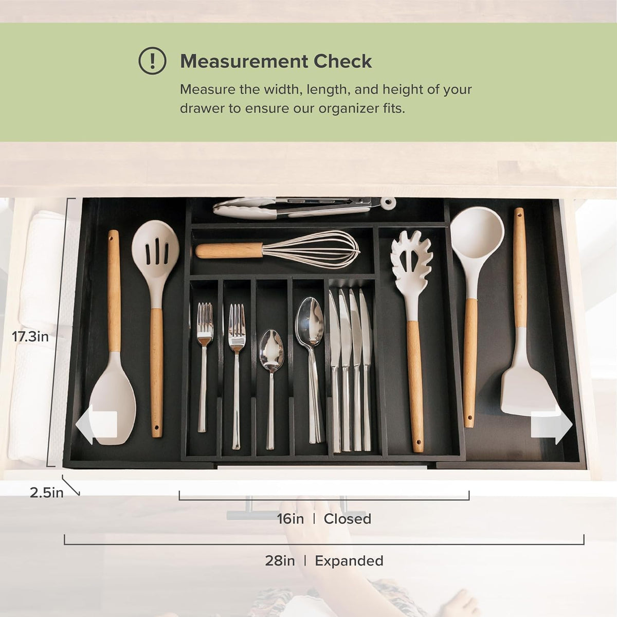 Premium Silverware, Flatware and Utensil Organizer for Kitchen Drawers, Food-Safe Contract Grade