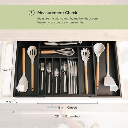 Premium Silverware, Flatware and Utensil Organizer for Kitchen Drawers, Food-Safe Contract Grade