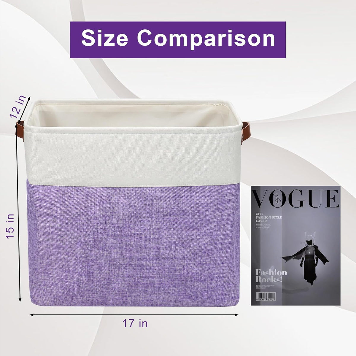 Large Fabric Storage Baskets | 50L Storage Bins, Decorative Linen Closet Baskets with Handles for