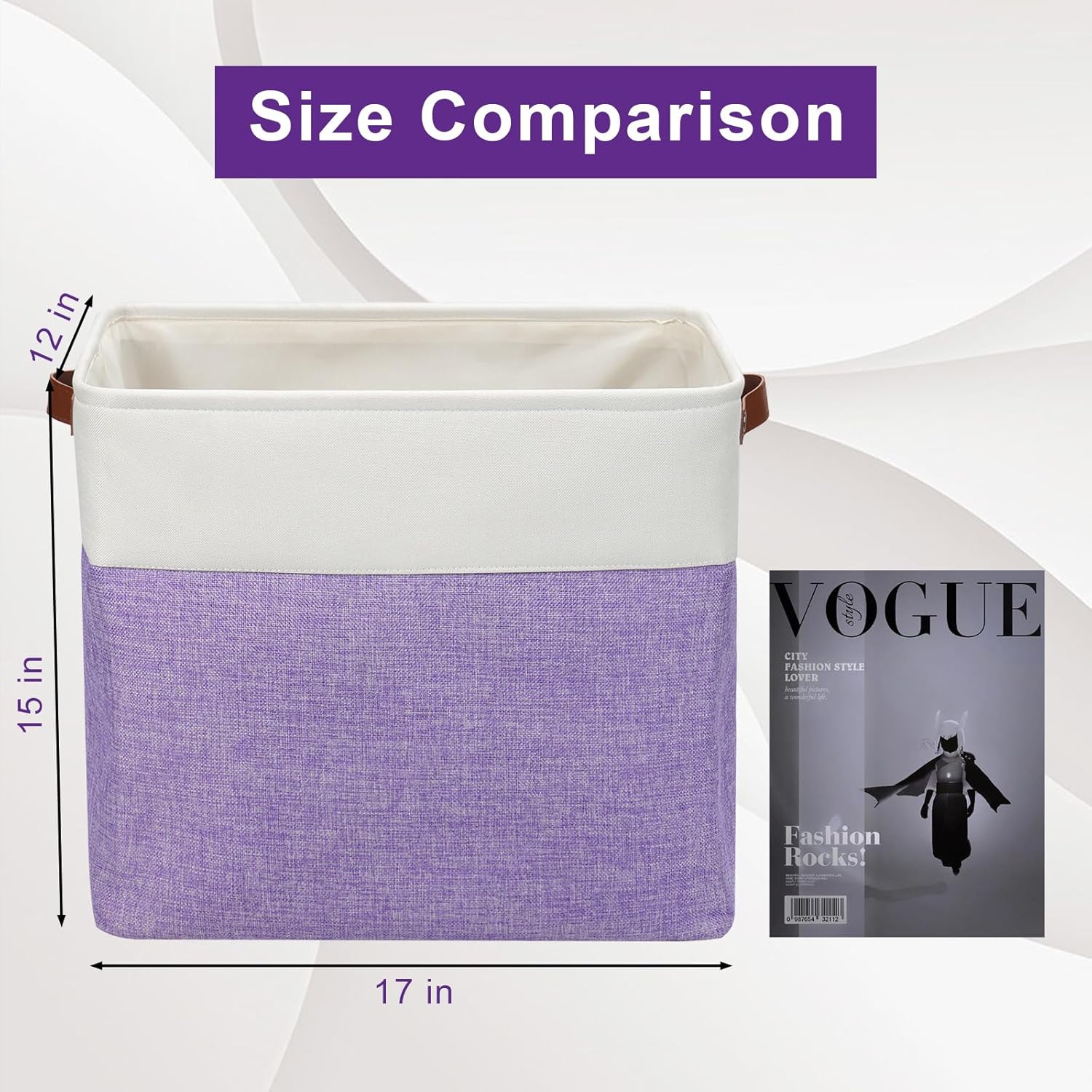 Large Fabric Storage Baskets | 50L Storage Bins, Decorative Linen Closet Baskets with Handles for