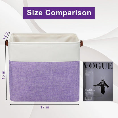 Large Fabric Storage Baskets | 50L Storage Bins, Decorative Linen Closet Baskets with Handles for
