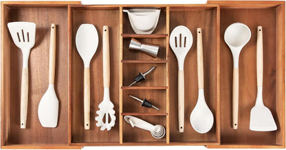 Adjustable Kitchen Drawer Organizer for Utensils and Junk, Food-Safe Contract Grade with 100%