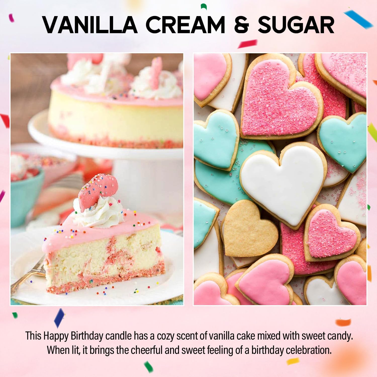 Birthday Candles - 9 oz Happy Birthday Candle with Vanilla Birthday Cake Scent, Gifts for Women &