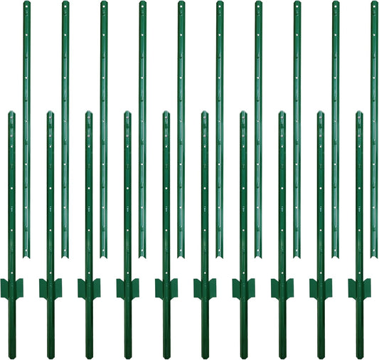 ARIFARO Sturdy Duty Metal Fence Posts 6 Feet assemblable,Pack of 10,No Digging Garden U Post for