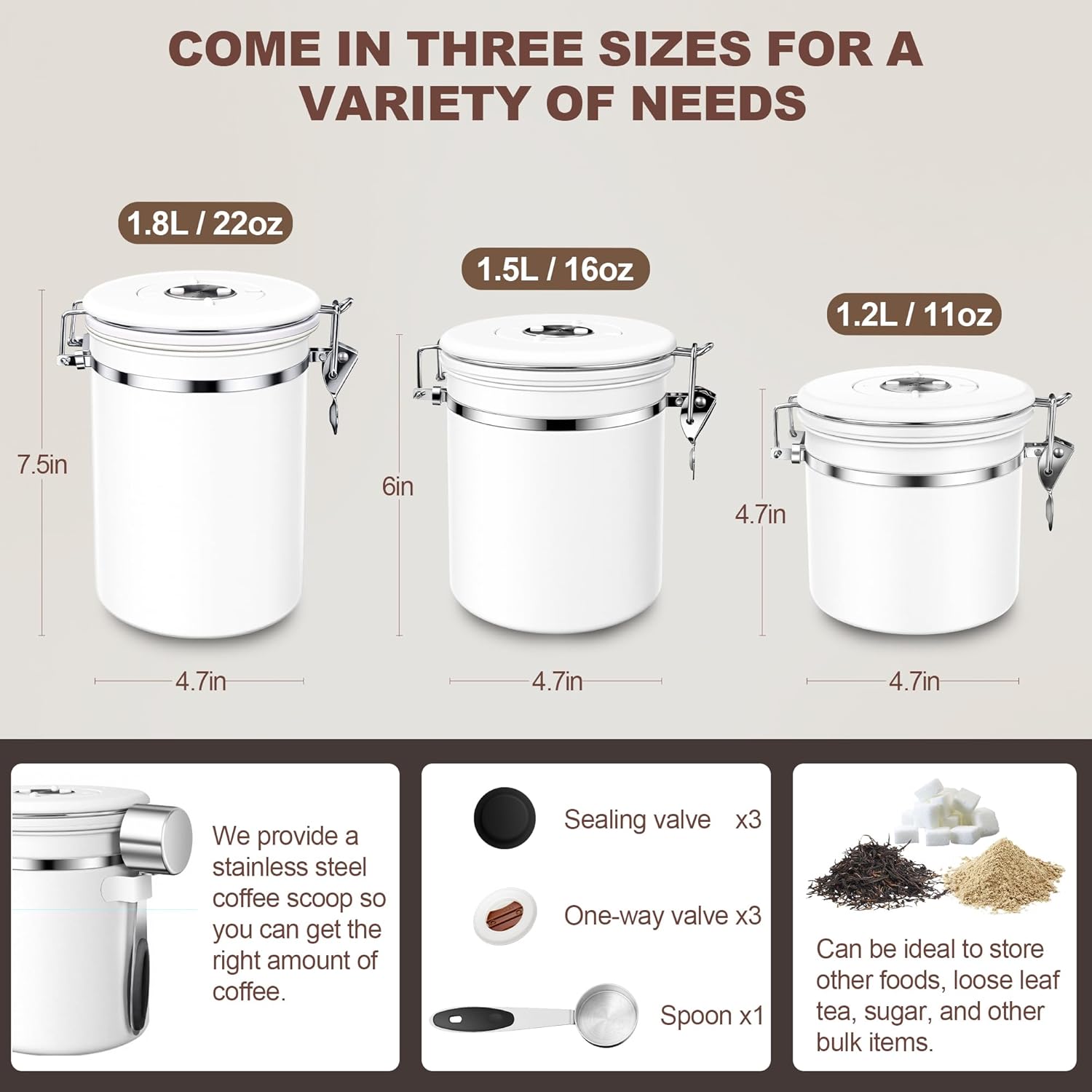 ShanSon Coffee Canister Airtight Coffee Container Stainless Steel Coffee Bean Storage Container